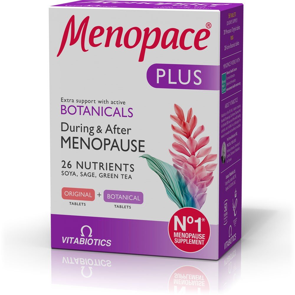 Vitabiotics Menopace Plus, Όλοκληρωμένο Συμπλήρωμα για την Εμμηνόπαυση με Φυτοοιστρογόνα, 56Tabs