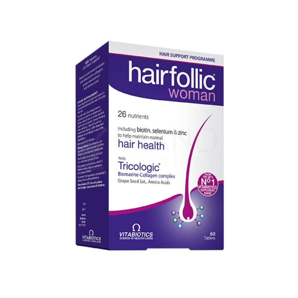 Vitabiotics Wellwoman Hairfolic Tricologic Συμπλήρωμα Διατροφής για Γυναίκες που Δρα & Ενισχύει την Υγεία του Τριχωτού της Κεφαλής, 60tabs