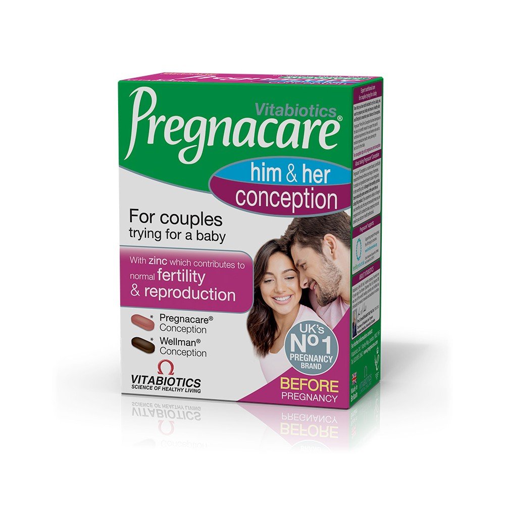 Vitabiotics Pregnacare Him & Her Conception,Συμπλήρωμα Για Ενίσχυση Της Γυναικείας και Της Ανδρικής Γονιμότητας, 60tabs