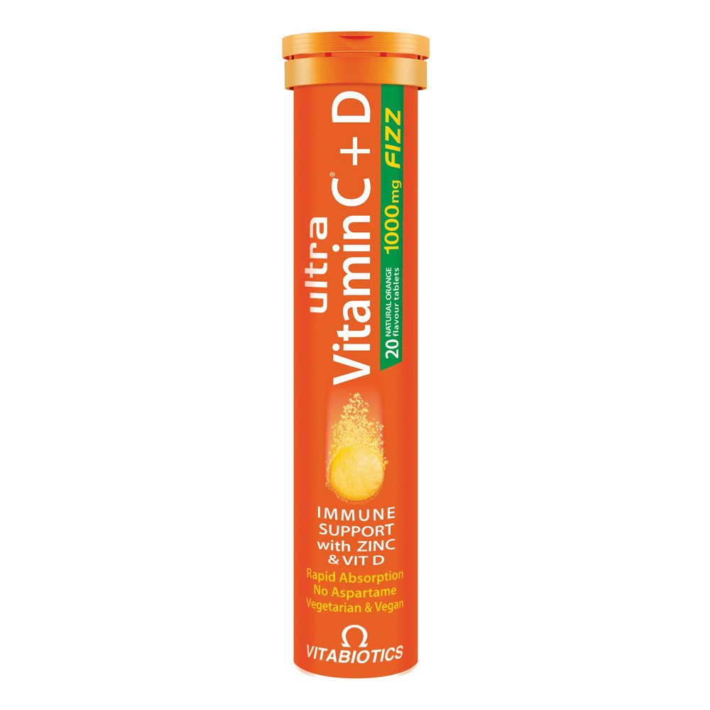 Vitabiotics Ultra Vitamin C+D & Zinc Βιταμίνη C+D & Ψευδάργυρος σε Ένα Δισκίο 1000mg C/400 IU D3, 20tabs
