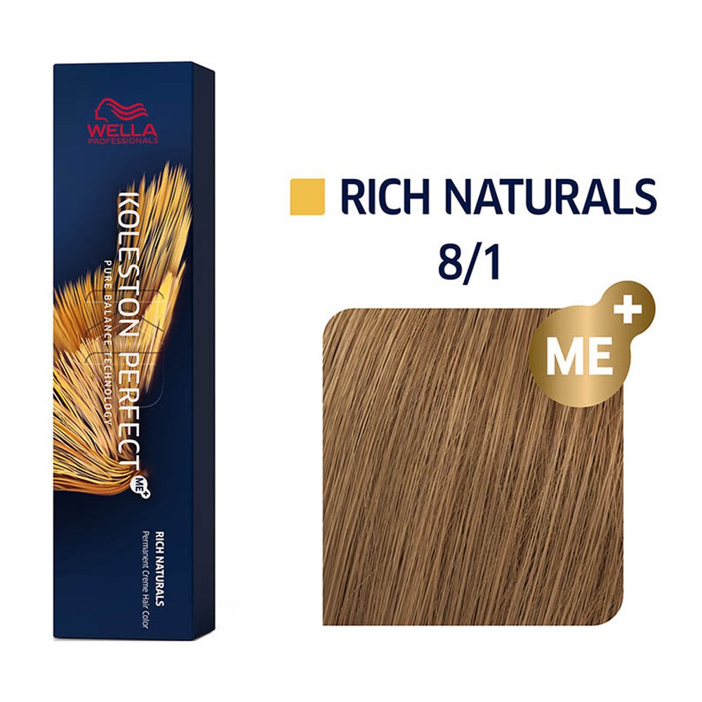 Wella Koleston βαφή Μαλλιών Perfect Me  Rich Naturals 8/1 Ξανθό Ανοιχτό Σαντρέ, 60ml