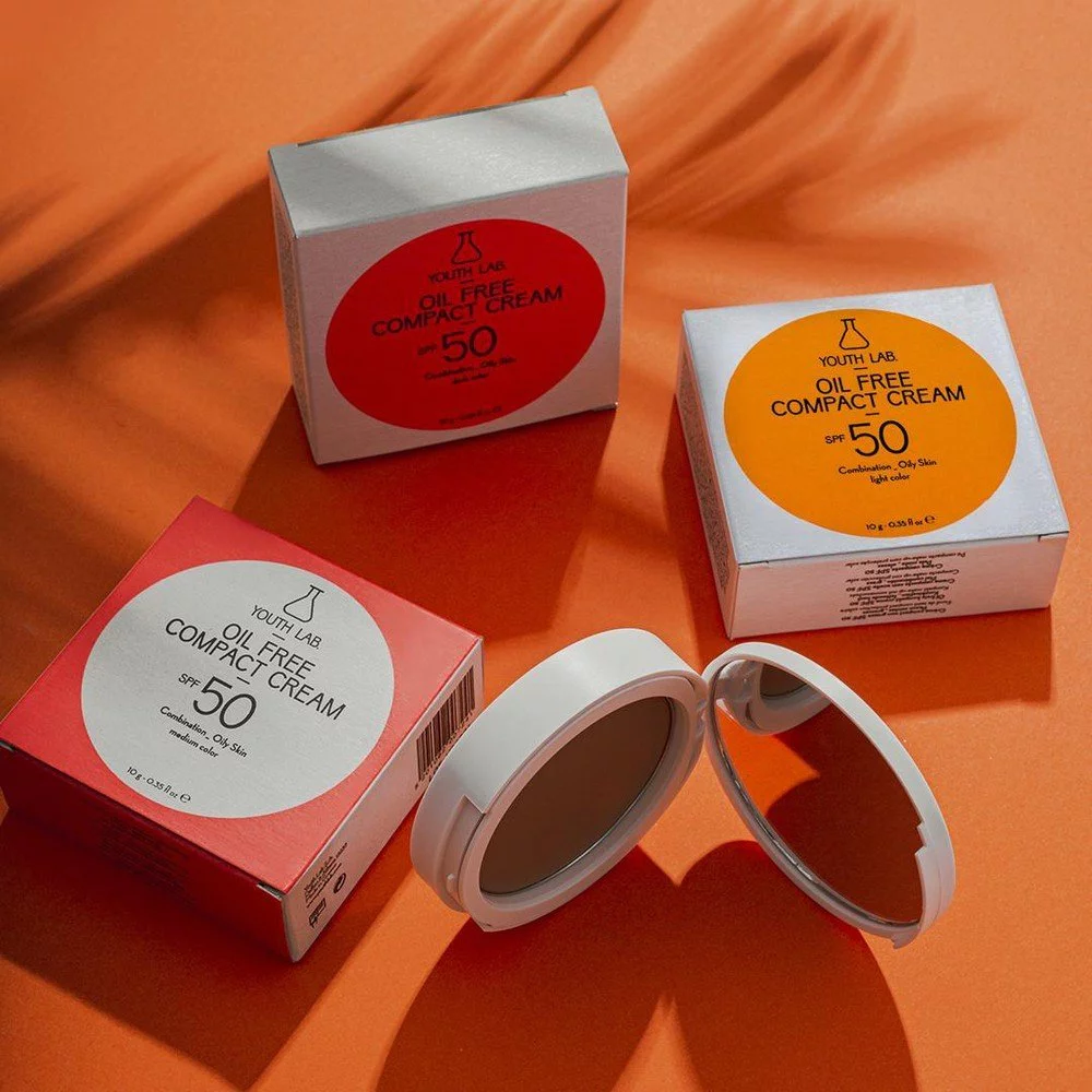 Youth Lab Oil Free Compact Cream Combination/Oily Skin Dark Color, Αντηλιακή Κρέμα Προσώπου Σκούρας Απόχρωσης  SPF50, 10gr