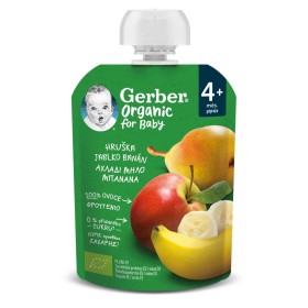 Gerber Organic Φρουτοπουρές με Αχλάδι Μήλο & Μπανάνα 4m+, 90gr