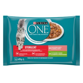 Purina One Sterlicat Tροφή για Eνήλικες Στειρωμένες Γάτες με Σολομό & Γαλοπούλα, 4x85g