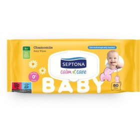 Septona Calm N Care Chamomile Μωρομάντηλα χωρίς Οινόπνευμα & Parabens με Χαμομήλι, 80τμχ