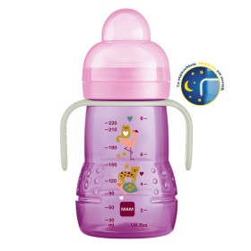 Mam Trainer+ Night Εκπαιδευτικό Μπιμπερό Πλαστικό με Λαβές Ροζ 4m+, 220ml
