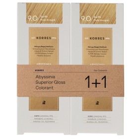 Korres Abyssinia Superior Gloss Colorant Μόνιμη Βαφή Μαλλιών Ξανθό Πολύ Ανοιχτό Νο 9.0 , 2x50ml (1+1 Δώρο)