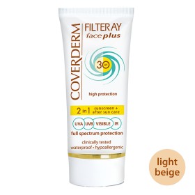 Coverderm Filteray Face Plus 2 in 1 Light Beige Αντηλιακή Κρέμα Προσώπου & After Sun Care Λιπαρές/Ακνεϊκές Επιδερμίδες SPF30, 50ml