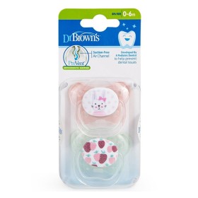 Dr. Browns PreVent PV12302 Orthodontic Soother 0-6m Ροζ - Κίτρινο, 2τμχ