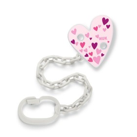Nuk Αλυσίδα Πιπίλας Hearts Για Πιπίλες με Κρίκο Ροζ, 1τμχ