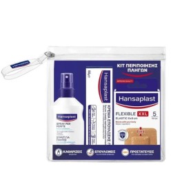 Hansaplast Promo Περιποίησης Πληγών με Σπρέι για Πληγές, 100ml, Κρέμα Επούλωσης Πληγών, 50gr & Flexible Elastic Strips XXL Αδιάβροχα Επιθέματα, 5τμχ