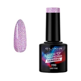 Elixir Semigel Laser Diamond 1190 Lady Pink Ημιμόνιμο Βερνίκι Ροζ Με Γκλίτερ, 8ml