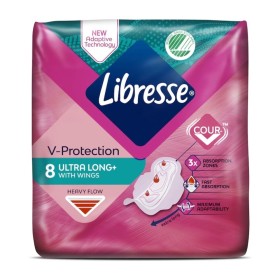 Libresse V-Protection Ultra+ Long Σερβιέτες με Φτερά, 8 τμχ
