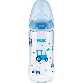 Nuk First Choice+ Πλαστικό Μπιμπερό με Θηλή Σιλικόνης & Ένδειξη Θερμοκρασίας 6-18m Ροζ με Καμηλοπάρδαλη, 300ml