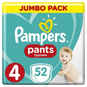 Pampers Pants Jumbo Pack No4 Βρεφικές Πάνες Βρακάκι (8-14kg), 52τμχ