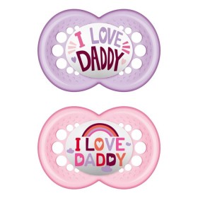 Mam Πιπίλα Σιλικόνης Ι Love Daddy 6-16 Μηνών Ροζ/Μώβ, 2τμχ
