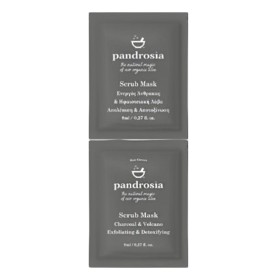 Pandrosia Scrub Mask Απολεπιστικη Μασκα Προσωπου Ενεργού Άνθρακα & Ηφαιστειακής Λάβας, 2x8ml