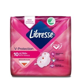 Libresse V-Protection Ultra+ Regular Σερβιέτες με Φτερά, 10 τμχ