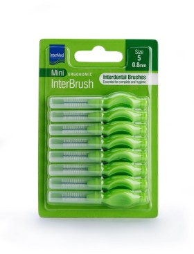  Intermed Mini Ergonomic InterBrush Μεσοδόντια Βουρτσάκια Πράσινα 0.8mm Μέγεθος 5, 8τμχ