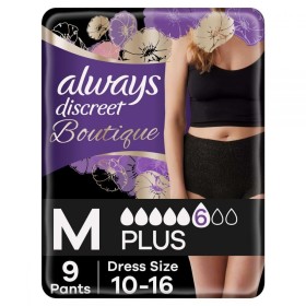 Always Discreet Boutique Εσώρουχα Για Την Ακράτεια Plus Μαύρο, 9τεμ