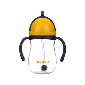 Akuku Blue/Yellow A0165 Ποτηράκι Εκπαιδευτικό Με Καλαμάκι 9m+, 280ml