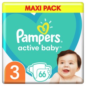 Pampers Active Baby Maxi Pack No 3 (6-10kg) Βρεφικές Πάνες, 66 τμχ