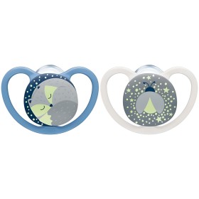 Nuk Space Night Πιπίλες Σιλικόνης Μπλε 0-6m, 2τμχ