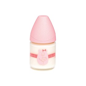 Suavinex Γυάλινο Μπιμπερό 120ml Με Θηλή Σιλικόνης 0-6Μ Suavinex Bear Pink 120ml