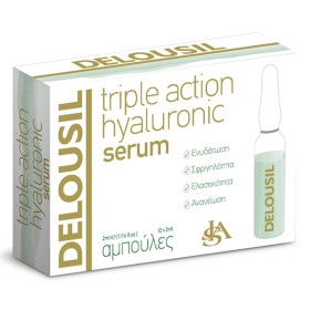 Delousil Triple Action Hyaluronic Serum Αμπούλες για Ελαστικότητα & Ανθεκτικότητα, 1αμπούλα