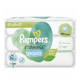 Pampers Harmonie Aqua Μωρομάντηλα με 99% Νερό, χωρίς Οινόπνευμα & Άρωμα, 144τμχ 