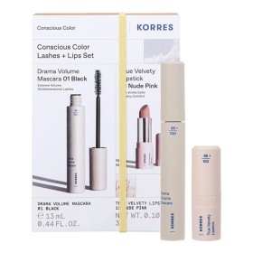 Korres Set with Drama Volume Mascara Μάσκαρα 01 Μαύρη, 13ml & True Velvety Lipstick Κραγιόν 13 Nude Pink, 3g