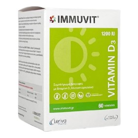 Leriva Pharma Immuvit Vitamin D3 Συμπλήρωμα Διατροφής με Βιταμίνη D3 1200 IU, 60 κάψουλες