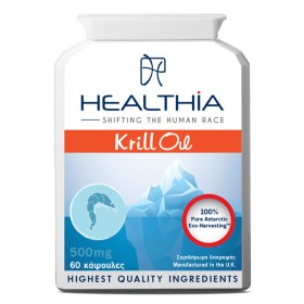 Healthia Krill Oil 500mg, Συμπλήρωμα Διατροφής για την Χοληστερίνη, 60 caps