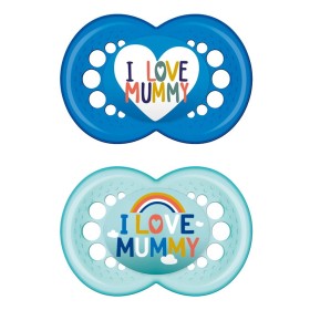 Mam Ι Love Mummy Ορθοδοντικές Πιπίλες Σιλικόνης 6-16m+ Τιρκουάζ/Μπλε, 2τμχ