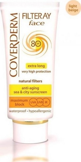 Coverderm Filteray Face Αντιηλιακό Προσώπου με Χρώμα σε Ανοιχτή Απόχρωση SPF80, 50ml