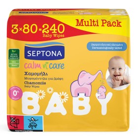 Septona Calm N Care Μωρομάντηλα Χωρίς Οινόπνευμα & Parabens με Χαμομήλι Multi Pack, 240τμχ