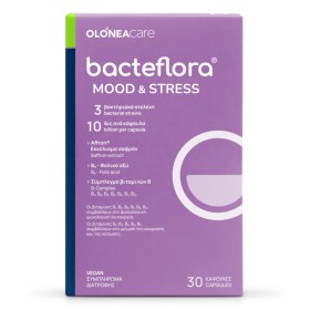 Olonea Bacteflora Mood & Stress για τη Διάθεση και τη Διαχείριση του Stress με Ψυχοβιοτικά, Εκχύλισμα Σαφράν Affron® και Σύμπλεγμα Βιταμινών Β,  30κάψουλες