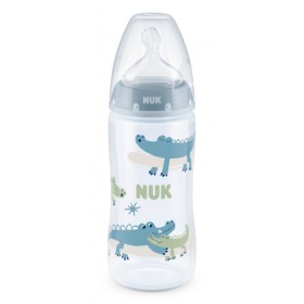 Nuk First Choice Plus Μπιμπερό Σιλικόνης με Δείκτη Ελέγχου Θερμοκρασίας Μπλε Κροκόδειλος 6-18m, 300ml