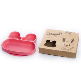 Babywise Cub Πιάτο Σιλικόνης Κουνελάκι με Χωρίσματα SLP042 Ροζ, 1τμχ
