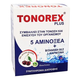 Medichrom Tonorex Plus για Τόνωση και Ενίσχυση του Οργανισμού με 5 Αμινοξέα Βιταμίνη Β12 & L-Καρνιτίνη με Γεύση Κεράσι, 15τμχ