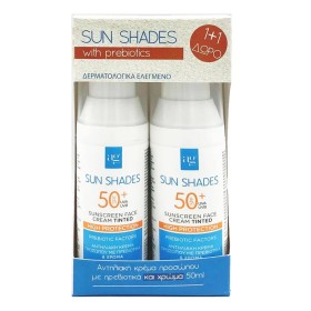 Ag Pharm Promo 1+1 ΔΩΡΟ Sun Shades Αντηλιακή Κρέμα Προσώπου SPF50+ Με Πρεβιοτικά & Με Χρώμα, 100ml