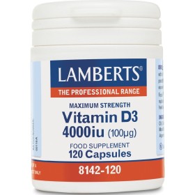 Lamberts Vitamin D3 4000iu, Υγεία Οστών, Δοντιών, Ανοσοποιητικού (100μg), 120caps