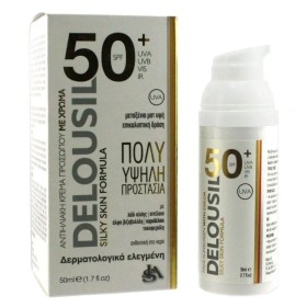 Delousil Silky Skin Αντηλιακή Κρέμα Προσώπου Με Χρώμα Light SPF50, 50ml