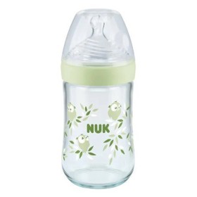 Nuk Nature Sense Γυάλινο Μπιμπερό με Θηλή Σιλικόνης Μεγεθος M 0-6m Πράσινη Κουκουβάγια, 240ml