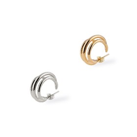 Ro-Ro Accessories Σκουλαρίκι Κρίκος Τριπλός E126 20mm, 1 ζευγάρι