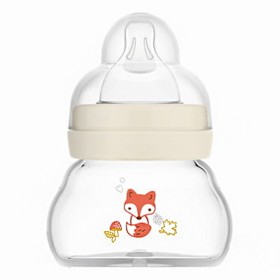 Μπιμπερό Γυάλινο Feel Good Μπέζ Θηλή Σιλικόνης 0m+, 90ml