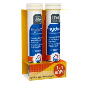 Pharmalead Promo 1+1 Δώρο Hydro+ Συμπλήρωμα Διατροφής Ηλεκτρολυτών & Βιταμινών Με Γεύση Λεμόνι, 2x20 αναβράζοντα δισκία