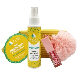 Aloe Colors The Harmony Bag με Hair & Body Mist Γιαούρτι & Αμύγδαλο 100ml , Lip Oil Charm με Pom Pom, 5ml
