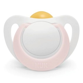 Nuk Star Ορθοδοντική Πιπίλα Latex Λευκή με Σιέλ Κρίκο 0-6m, 1τμχ