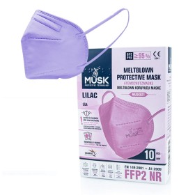 Musk Meltblown Protective Mask FFP2 NR  Προστατευτική Μάσκα μιας Χρήσης, Μωβ Lilac, 10 Τμχ